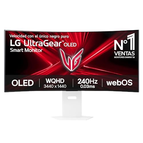LG 39GX90SA-W Monitor Gaming OLED Ultragear, Smart Monitor 39 UWQHD 3440x1440, 32:9, 240Hz 0,03ms, webOS24, Mando Incluido, DisplayHDR True Black400, NVIDIA G-Sync, FreeSync Premium, Negro