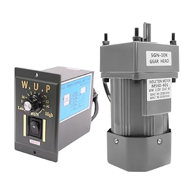Pattosaey Adjustable Variable Gear Reducer Motor 60W 110V AC Gear Motor with Speed Controller Electric Reduction Motor, 135rpm 1:10 (10K) Reduction Ratio