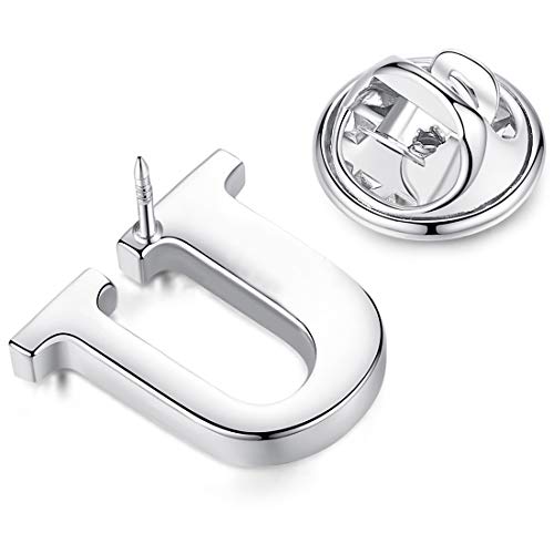 Image of HONEY BEAR Initial Alphabet Letter Lapel Pins Collar Badge Brooches for Mens /Womens Shirt Dress Decoration Silver