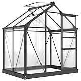 Outsunny 6 x 4ft Polycarbonate Greenhouse, Large Walk-In Green House with Slide Door and Window, Garden Plants Grow House with Aluminium Frame and Foundation, Grey