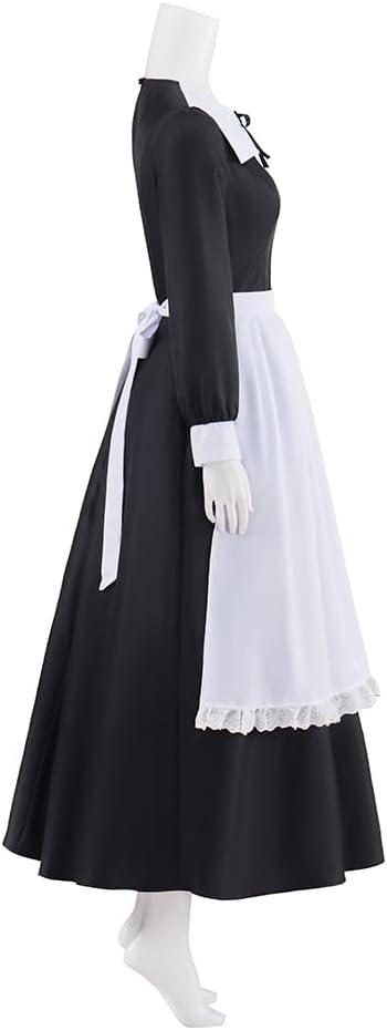 Historical Colonial Costume Pioneer Maid Apron Dress Pilgrim Women Costume Fancy Dress with Bonnet