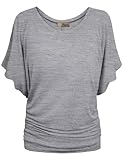 Hybrid & Company Womens Boat Neck Dolman Top Shirt KT44130 Heather GR XL