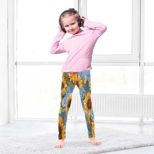 Bolaz Toddler Girls Leggings Printed Yoga Pants Leggings Blue Sunflower for Kids4