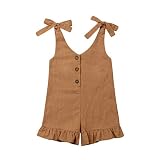GOOCHEER Toddler Kids Baby Girl Summer Clothes Solid Strap Romper Bodysuit Jumpsuit Playsuit Overall