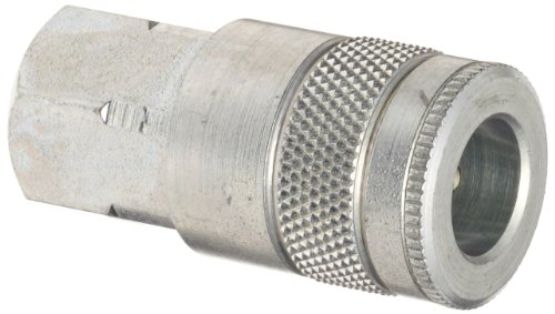 Parker Hannifin EZ-251-4FP Series E-Z-Mate Steel Special Purpose Exhaust Venting Pneumatic Quick Coupler with Female Pipe Thread, Push-to-Connect Sleeve, 1/4
