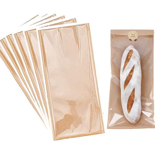 French Bread Bags 100-Pack with Clear Window