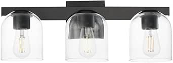 Maxim Scoop - 3 Light Bath Vanity-8 Inches Tall and 21.5 Inches Wide-Black Finish-Clear Glass Color