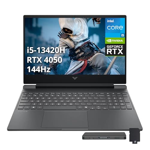 Image of HP Victus 15.6 inch FHD 144Hz IPS Gaming Laptop, Intel i5-13420H, 64GB RAM, 3TB Storage(2TB SSD+1TB Docking Station Set), NVIDIA GeForce RTX 4050, Backlit Keyboard, HD Camera, WiFi 6, Win 11, Silver