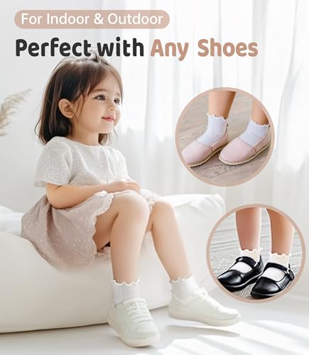 Simply Kids Toddler Ruffle Socks with Grips for Baby Girls (6 Pairs), 6 Months to 7 Years3