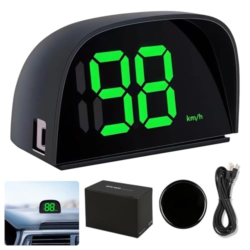 GOEDCH - Tacómetro digital para coche, pantalla de cabeza alta HUD, pantalla de cabeza alta universal, USB Plug and Play - KMH - Cargador de coche para bicicleta, moto, coche