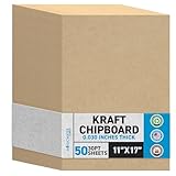 50 Chipboard Sheets 11 x 17 inch - 30pt (Point) Medium Weight Brown Kraft Cardboard for Scrapbooking & Picture Frame Backing (.030 Caliper Thick) Paper Board | MagicWater Supply