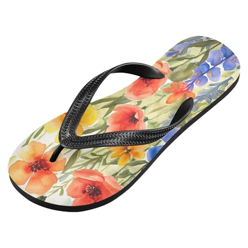 Burbuja Watercolor Wild Floral Flip Flops for Women Men, Soft Thong Sandals Rubber Slippers for Pool Beach Essentials2