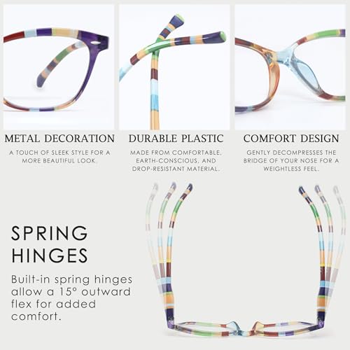 Image of HEEYYOK Women Reading Glasses 4 Pack Colorful 2.75 Readers,Beautiful Pattern Cat Eye Glasses for Reading Lightweigth Flexible Spring Hinge Well Wear Look Younger