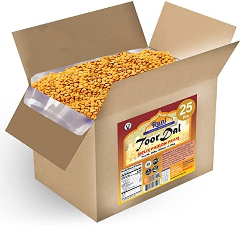 Rani Toor Dal (Split Pigeon Peas) 400oz (25lbs) 11.36kg Bulk Box ~ All Natural | Gluten Friendly | NON-GMO | Vegan | Indian Origin