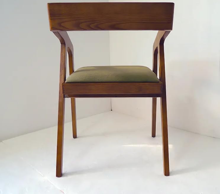 Image of Genuine Decor Solid Sheesham Arm Kursi Modern Furniture Off Games Wooden High Chair Pu Leather Chair Cushion For Kitchen | Living Room | Office | Cafe (Natural Brown), 54 cm, 74 cm