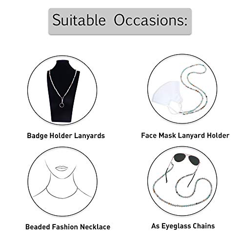 C&L Accessories Lanyard For Id Badges Holder, Beaded Cute Lanyard For Keys Neck Lanyards For Glasses Chain Strap For Women (Amazonite Stone) #TOP3