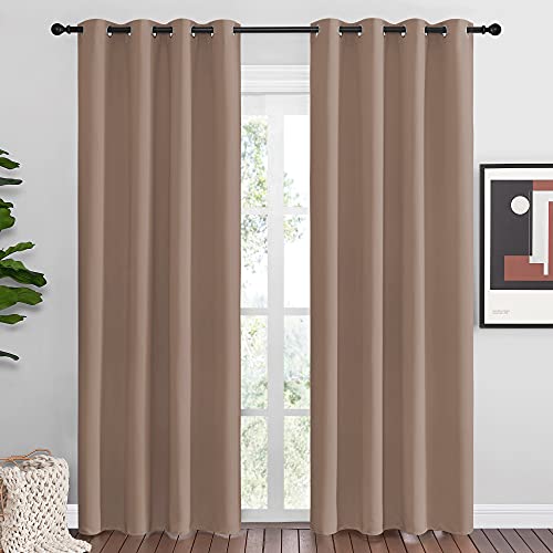 Image of NICETOWN Blackout Draperies Curtains Panels - Window Treatment Thermal Insulated Solid Grommet Blackout Curtains /Panels /Drapes for Bedroom (Set of 2 Panels, 55 by 86 Inch, Cappuccino)