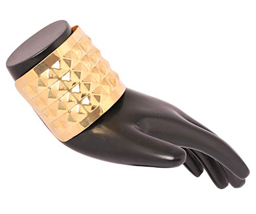 Image of Touchstone Indian Bollywood Desire Brass Base Exotic Workmanship Free Size Cuff Bracelet in Antique Gold Or White Or Copper Tone for Women.