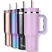Produktbild Milu Thermobecher 1200ml mit Strohhalm und Henkel  48h Eis/24h kalt/12h heiß Edelstahl Tumbler 40oz mit Griff - Isolierbecher to go - Isolierflasche Trinkflasche doppelwandig isoliert (Lilac, 1200ml)