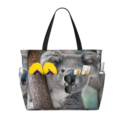Sac de plage sac à bandoulière femme grand format imprimé Koala