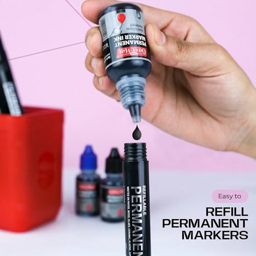 Image of Soni Officemate Permanent Marker Ink -15ml | Pack of 4 (Black)| Quick-Dry, Smudge-Free, Long-Lasting | Eco-Friendly