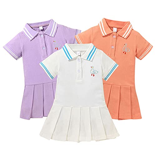 Mlpeerw Toddler Baby Girl Sport Tennis Dress Summer Short Sleeve Collar Button Pleated A Line One Piece Dress Skirt Outfit thumb #1