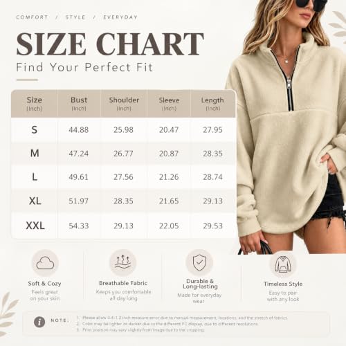 Quarter Zip Fleece Sweatshirts for Women Mockneck Oversized Winter Coats - image 5