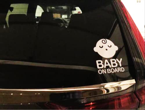 Image of TOTOMO Baby on Board Sticker for Car - Window Decal, Bumper Sign for New Parents, Durable Waterproof Safety Warning Sign for SUV Truck Minivan - Sleeping Boy, 2 Pack