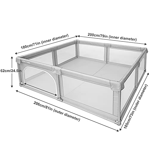 Inteli-topia Baby Playpen, Playpen for Babies and Toddlers, Extra Large Baby Play Yards, 79x71inch Indoor Baby Play Pen with Soft Mesh, Kids Safety Playard Baby Fence Play Area for Babies, Infants