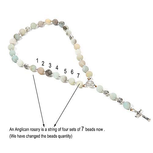 BalIBALI Contas de Oração Anglicana 8 mm Feitas à Mão Rosário Jade Pedra Natural Rosário com Perdão