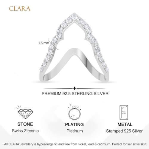 Image of Clara 925 Sterling Silver Vanki Adjustable Ring for Women Platinum Plated | Gift for Women & Girls | Swiss Zirconia | Elegant Design