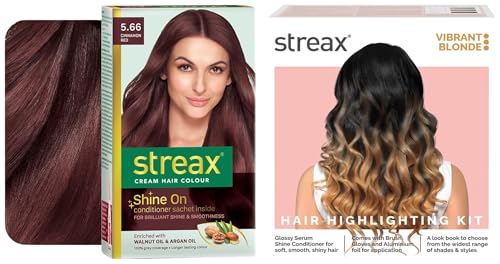Streax Permanent Hair Colour, Hair Colour Highlight Kit | Blonde Hair Colour, Vibrant Blonde – Pack of 1