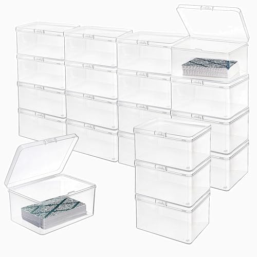 Tebery 20 Pcs Plastic Playing Card Cases Clear, Waterproof Card Deck Box for Game, Sturdy Trading Card Holder Organizer, Portable Card Game Storage Container for Party, Travel, Outdoors, Snap Closed