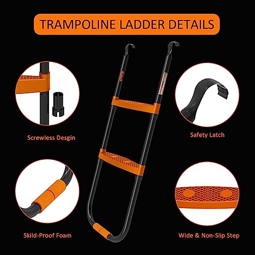 image for Jumpfly Trampoline Ladder, 2 Steps Trampoline Steps with Wide Skid-Pro