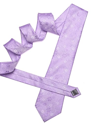 Image of Barry.Wang Men Tie Set Floral Paisley Silk Necktie Pocket Square Cufflinks Formal Wedding Party Business