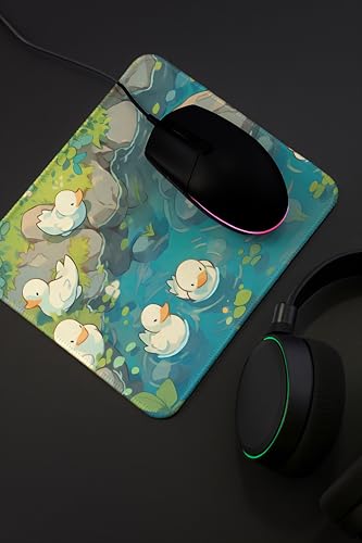 Image of Mouse Pad for Laptop & Desktop | 9x7 Inch Anti-Fray Stitched Edges | Non-Slip Rubber Base | Desk Setup Accessory for Students, Gamers & Professionals (Cute Pond)