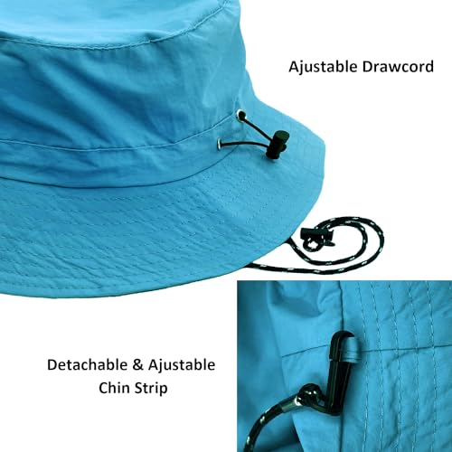 Image of woogwin Waterproof Bucket Rain Hat with Chin Strap Quick Dry Packable Boonie Sun Hat Safari Hat UV Protection