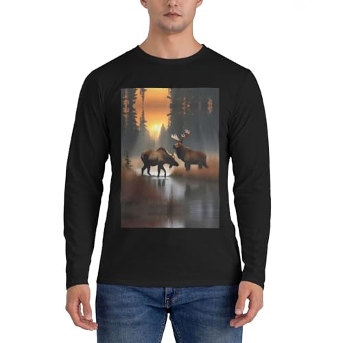 EdWal Hirsch Bär Elch Druck Herren Mode Shirt Klassisch Langarm...