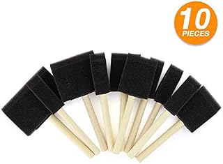 Vanitek 10 Piece Flat Flexible Poly Foam Bevel-Tipped Brush Set with Wooden Handles