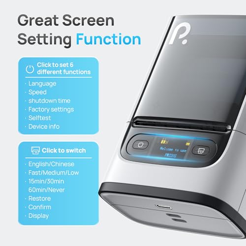 Image of POLONO PM220S Label Maker Machine with Tape, Bluetooth Label Maker, Pearl