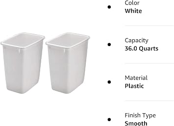 Rubbermaid 2806TP-WHT 36QT Open Wastebasket, White (Pack of 2)