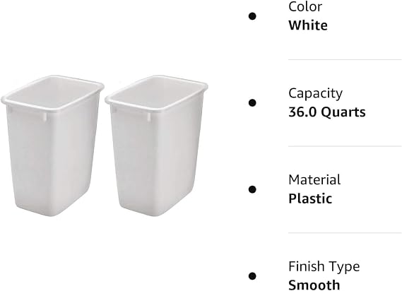 Rubbermaid 2806TP-WHT 36QT Open Wastebasket, White (Pack of 2)