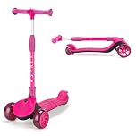 Osprey 3Ride Tri-Scooter, for Kids 3-12, 3-Wheel Scooter for Toddlers Girls and Boys with Tilt-to-Turn Steering and Adjustable Handlebar, Foldable for Easy Storage, Pink