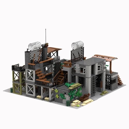 Jeamoc Base Militaire Batiment ww2 Jeu de Construction, WW2 Scène Bâtiment Militaire Maison Militaire Block de Construction, Compatible avec WW2
