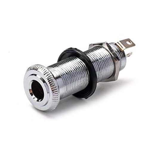 Alnicov Conector de salida de panel mono para guitarra eléctrica y bajo, 6,35 mm, cromado