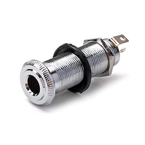 Alnicov Electric Guitar Cylinder Clip End Pin Mono Panel Output Jack Socket 6.35MM?Chrome