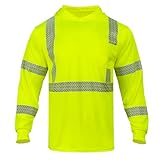 HIS ZEST Hi Vis Safety Hoodie ANSI Class 3 Shirts High Visibility Long Sleeve Construction Pullover with Reflective Strips,Yellow XL