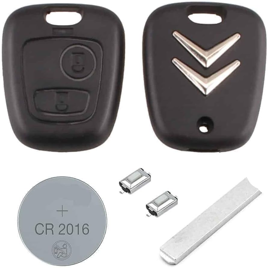 DIY Repair Kit - Replacement 2 Button Remote Car Key Fob Case VA2 Blade Tactile Micro Switches CR2016 Battery for Citroen C1 C2 C3 C4 C5 C6 C8 Saxo Berlingo Xsara Picasso Keys Fobs Cars Vans