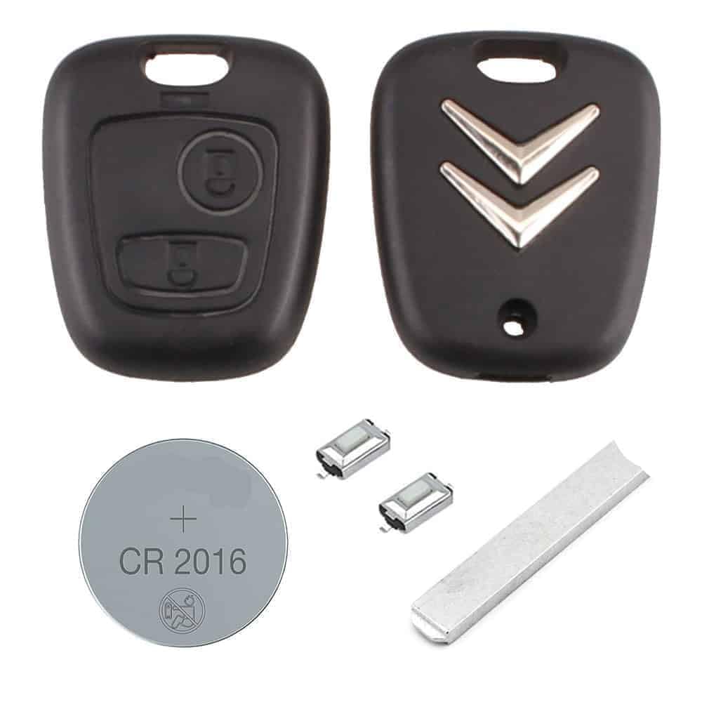 DIY Repair Kit - Replacement 2 Button Remote Car Key Fob Case VA2 Blade Tactile Micro Switches CR2016 Battery for Citroen C1 C2 C3 C4 C5 C6 C8 Saxo Berlingo Xsara Picasso Keys Fobs Cars Vans