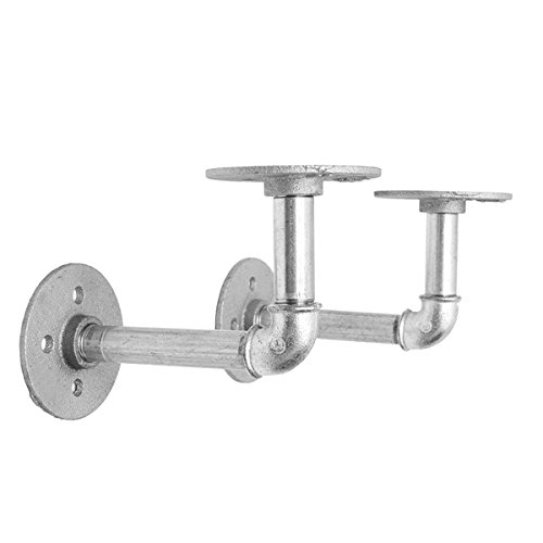 2Pcs Ferro Tubo Mensola Staffe Argento Industriale Acciaio Supporto Home Decor Fai Da Te